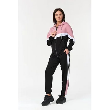 Женский спортивный костюм 302 черно-розовый