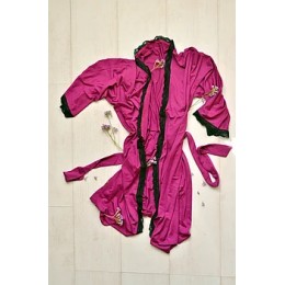 Женский домашний халат с кружевом 003 фиолетовый