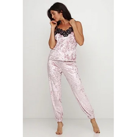 Женский комплект майка шорты и штаны для отдыха 090 нежно розовый