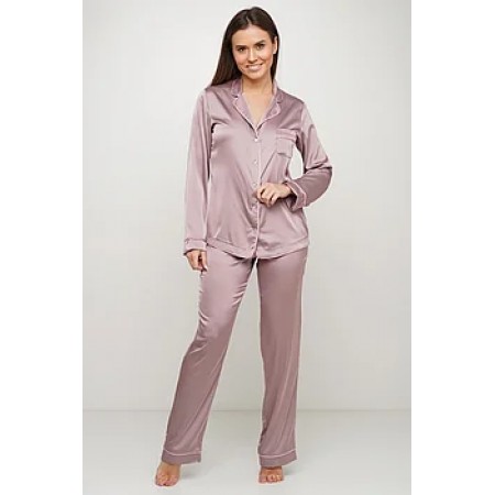 Женский комплект брючная шелковая пижама 028 капучино