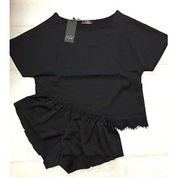 Женский комплект футболка и шорты 041\1 черный