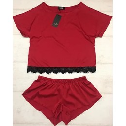 Женский комплект футболка и шорты 041\1 красный
